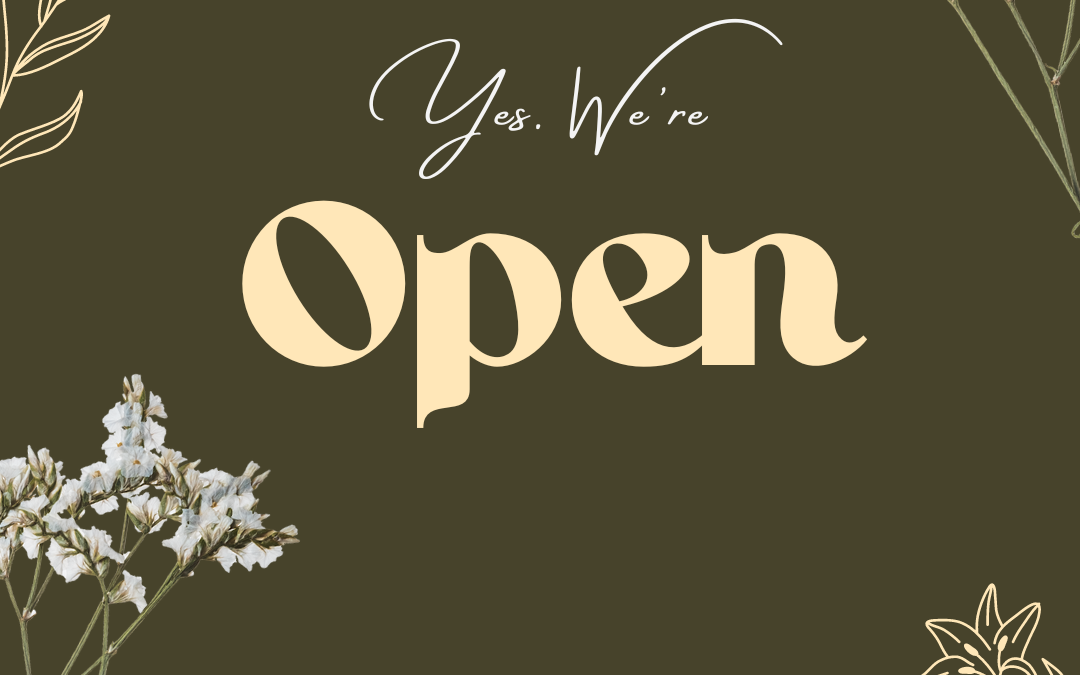 Beige and Green Floral Open Sign Instagram Post